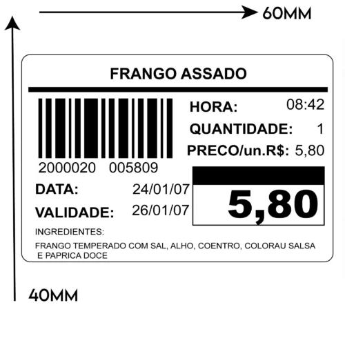 Etiqueta Térmica com Picote 60x40mm 30m - Imagem 2